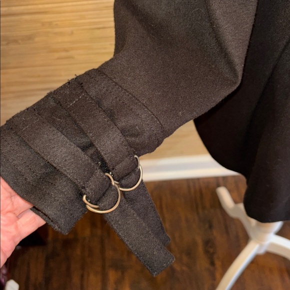 Ellen Tracy Black dark navy Trench Coat feminine military style medium EUC! - Picture 5 of 11